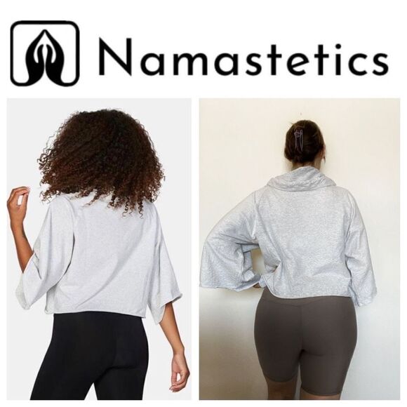 Namastetics Hoodie Athleisure NEW Activewear Pullover Lounge XL Grey Crop - Picture 11 of 15